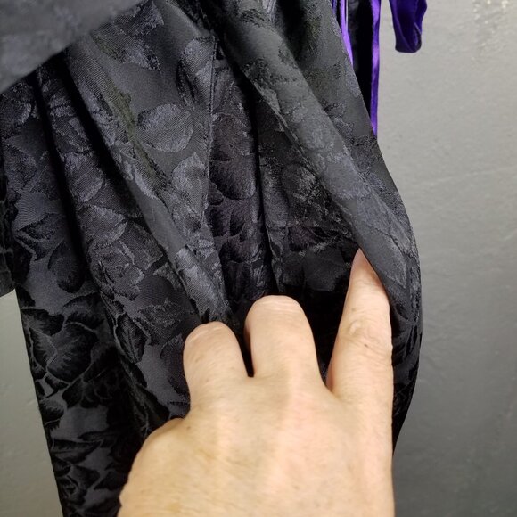 Vtg Victoria Secret Gold Label Robe One Size Satin Rose Black Purple Tie Kimono - Picture 5 of 15